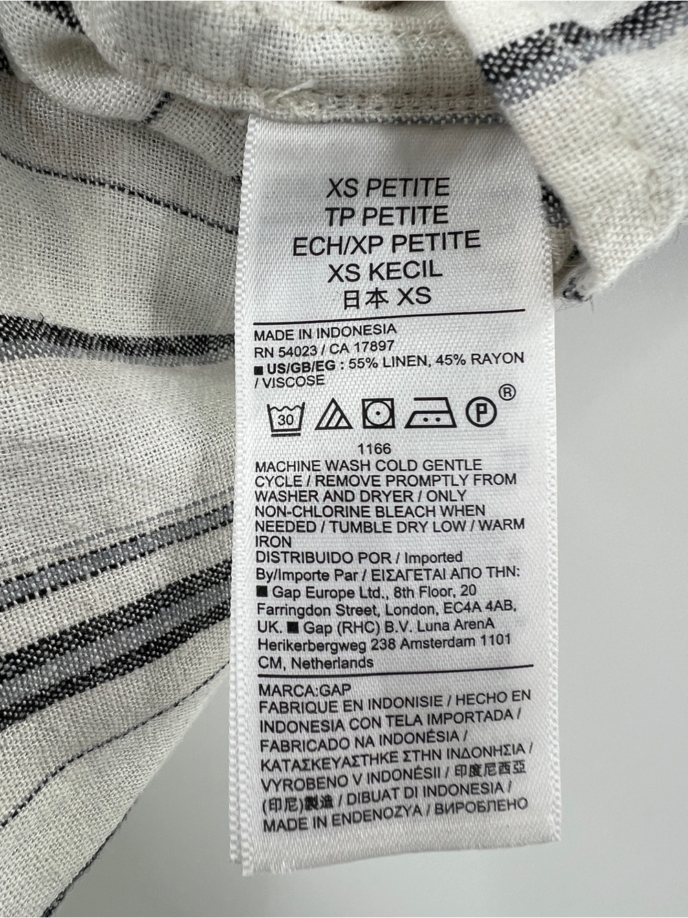 GAP NWT Linen-Blend Cropped Shirt in Natural Stripe size XS Petite - Picture 7 of 9
